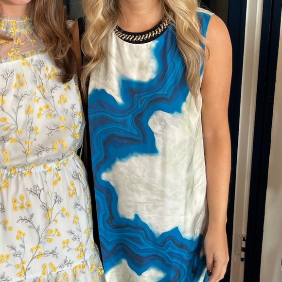 3.1 Phillip Lim Silk Dress with Chain Neckline - Blue/White/Black, size 6 - Picture 4 of 5